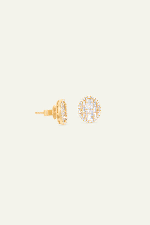 Golden Mosaic Oval Earrings