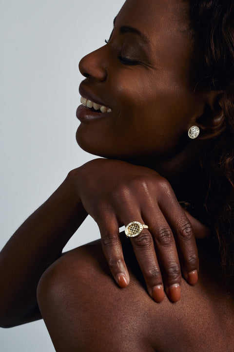 Golden Mosaic Oval Earrings
