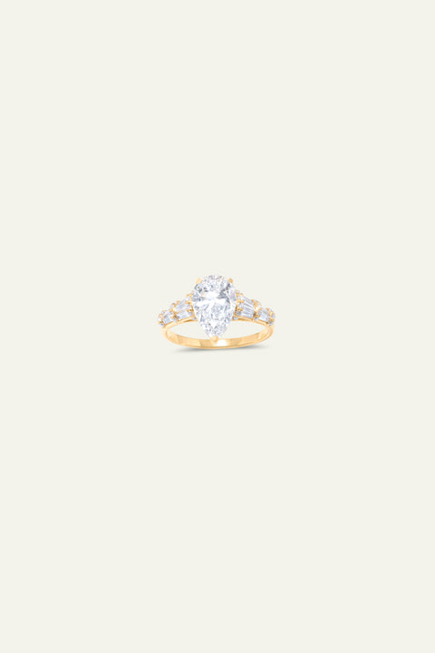 Aurora Pear Baguette Ring